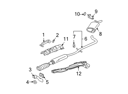 2000 Buick LeSabre Exhaust Muffler Assembly (W/ Exhaust & T/Pipe & 3W Diagram for 25700228