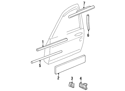 1995 Chevy Monte Carlo Molding Assembly, Front Side Door Window Belt Reveal <U*Black Diagram for 10297672