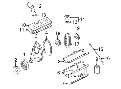 1997 GMC Jimmy Engine Parts & Mounts, Timing, Lubrication System Diagram 1 - Thumbnail