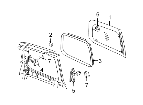 2008 Chevy Uplander Side Panel - Glass & Hardware Diagram 1 - Thumbnail