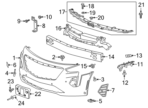 2020 Cadillac CT6 Brace, Front Bpr Fascia Supt Diagram for 84090203