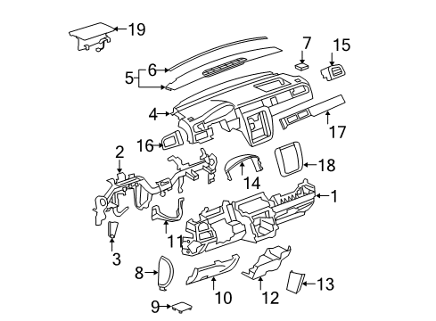 2009 GMC Yukon Plate Assembly, Instrument Panel Accessory Center Trim *New King Map Diagram for 25887441