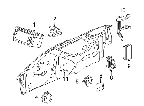 2009 Cadillac SRX Radio,Amplitude Modulation/Frequency Modulation Stereo & Video Disc Player & Navn Diagram for 25810468