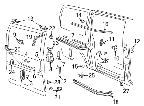 2002 GMC Savana 3500 Side Loading Door - Lock & Hardware Diagram 3 - Thumbnail