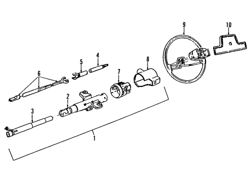 1990 Pontiac Bonneville Steering Column, Steering Wheel Diagram 4 - Thumbnail