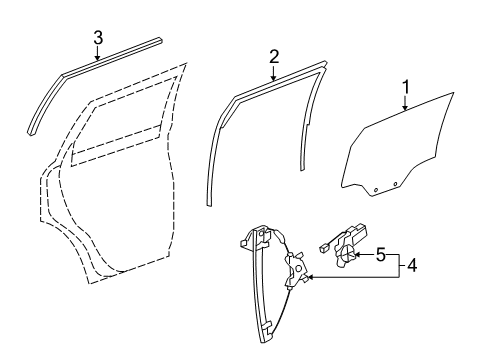 2009 Saturn Vue Rear Door - Glass & Hardware Diagram