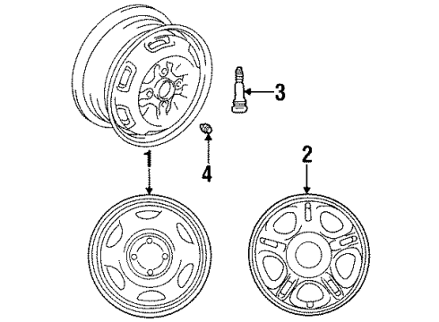 2001 Chevy Prizm Wheel Rim,14X4 Compact Spare Diagram for 94857834