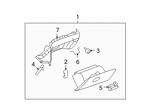 2007 Saturn Aura Dampener, Instrument Panel Compartment Door Diagram for 25782343