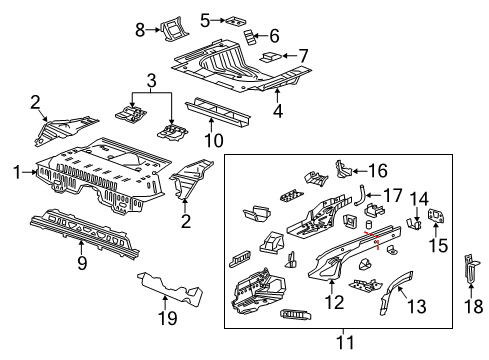 2020 Chevy Trax Rear Body - Floor & Rails Diagram