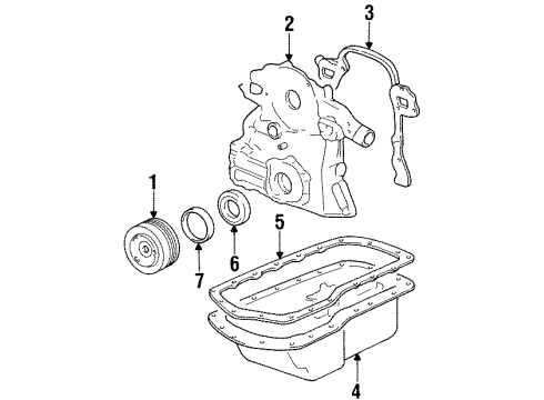 1999 Buick Riviera Engine Parts, Mounts, Cylinder Head & Valves, Camshaft & Timing, Oil Pan, Oil Pump, Balance Shafts, Crankshaft & Bearings, Pistons, Rings & Bearings Diagram