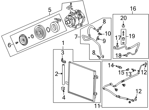 2009 Hummer H3T A/C Condenser, Compressor & Lines Diagram