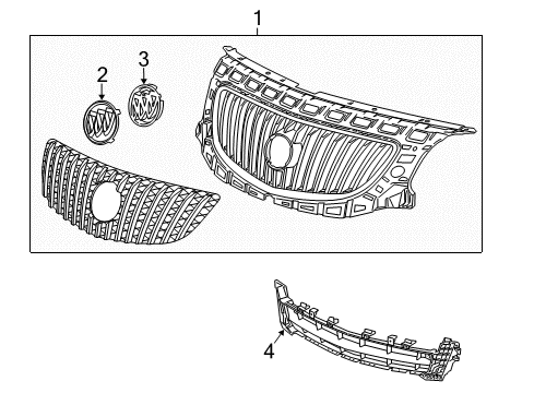 2014 Buick Regal Grille & Components Diagram 2 - Thumbnail