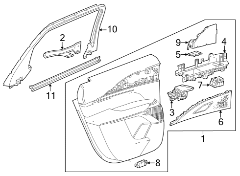 2023 Cadillac LYRIQ TRIM ASM-RR S/D *BACKEN BLACKK Diagram for 85637949