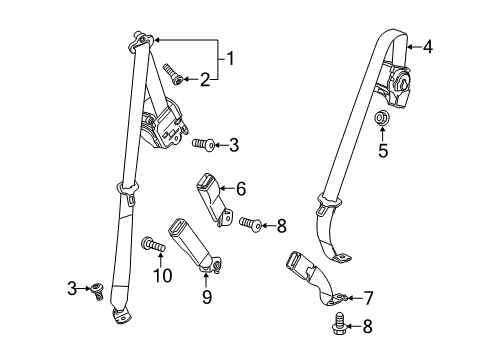 2020 Cadillac XT5 Rear Seat Belts Diagram