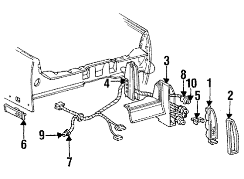 1993 Cadillac Fleetwood Plate Assembly, Tail Lamp Mount Diagram for 10233926