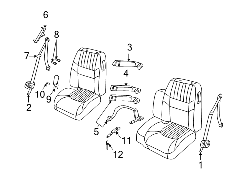 2003 Chevy Impala Rear Seat Belt Kit Center (Buckle Side) *Me*Pewter Diagram for 88951250