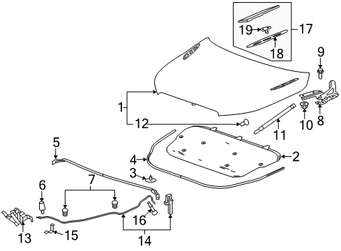 2012 Buick LaCrosse Weatherstrip Assembly, Hood Rear Diagram for 15879581