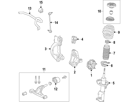 2015 Buick LaCrosse Front Suspension Components, Lower Control Arm, Stabilizer Bar Diagram