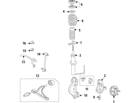 2015 Cadillac XTS Shaft Assembly, Front Stabilizer Diagram for 20906482