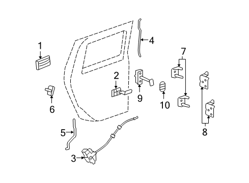 2008 Hummer H2 Rod, Rear Side Door Latch Diagram for 25906556