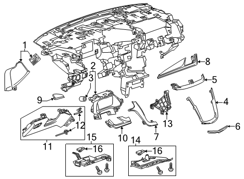 2014 Cadillac ELR Cluster & Switches, Instrument Panel Diagram