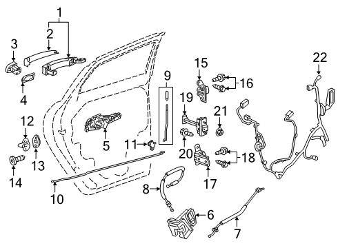 2020 Chevy Blazer Rear Door - Lock & Hardware Diagram