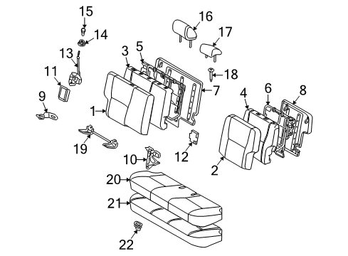 2009 Pontiac Vibe Rear Seat Components Diagram