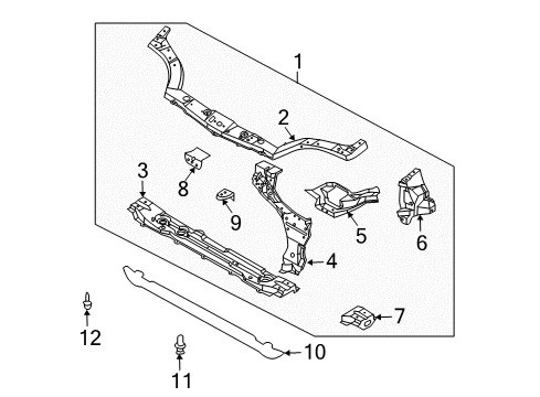 2006 Chevy Aveo Reinforcement,Radiator Upper Inner Support Diagram for 96534395