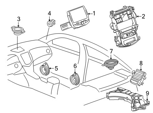 2017 Chevy Cruze Antenna Assembly, High Freq Eccn=5A991 *Black Diagram for 42692478