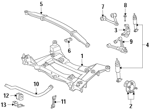 2014 Chevy Corvette Front Suspension, Lower Control Arm, Upper Control Arm, Ride Control, Stabilizer Bar, Suspension Components Diagram