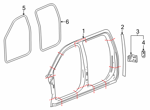 2017 GMC Sierra 2500 HD Reinforcement Assembly, Body Lock Pillar Lock Striker Diagram for 22957108