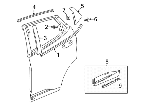 2023 Chevy Bolt EUV Exterior Trim - Rear Door Diagram