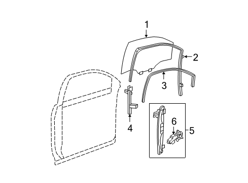 2013 GMC Acadia Front Door - Glass & Hardware Diagram