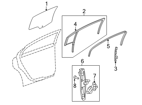 2008 Saturn Aura Rear Door - Glass & Hardware Diagram 2 - Thumbnail