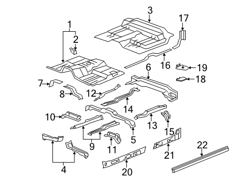 2013 Chevy Silverado 3500 HD Reinforcement Assembly, Rear Floor Panel Diagram for 25914173