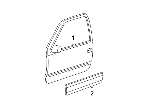 2002 Cadillac Escalade EXT Front Side Door Name Plate Assembly *Marked Print Diagram for 15062631