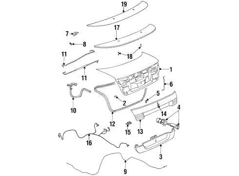 2002 Saturn SC1 Striker Asm,Rear Compartment Lid Lock Diagram for 21090085