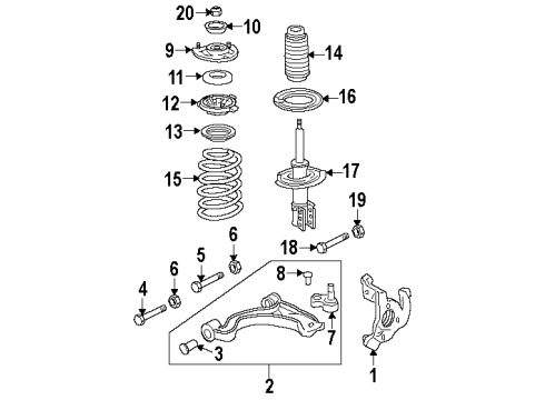 2001 Oldsmobile Aurora Washer,Front Suspension Strut Diagram for 22171645