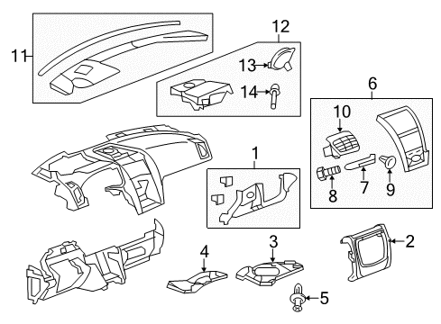 2010 GMC Acadia Cluster & Switches, Instrument Panel Diagram