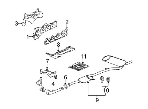 2009 Saturn Vue Exhaust Components, Exhaust Manifold Diagram