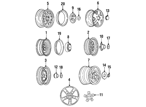 1993 Chevy S10 Blazer Wheel Rim, 15X700 *Gray Metalli Diagram for 12337275