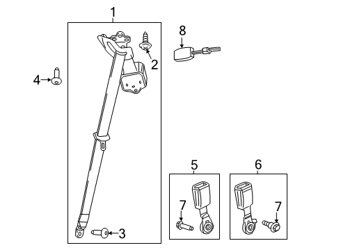 2023 Cadillac XT6 Seat Belt - Body & Hardware Diagram 3 - Thumbnail