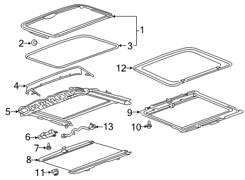 2019 Buick Enclave Sunshade Assembly, Sun Rf *Lt Ttnum Diagram for 84767838