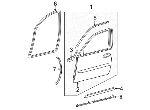 2008 Cadillac DTS REINFORCEMENT, Front Side Door Diagram for 25658539