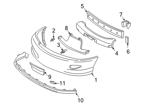 2002 Chevy Cavalier Absorber, Front Bumper Fascia Energy *Black Diagram for 22600621