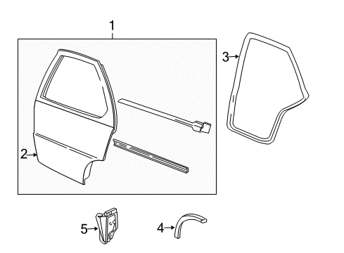 2004 Chevy Cavalier Rear Door, Body Diagram