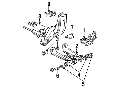 1992 Cadillac Seville Retainer 13.0 Rear Suspension Control Arm Diagram for 1629456