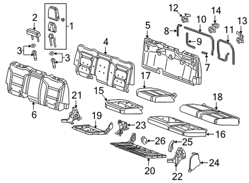 2022 Chevy Silverado 2500 HD Rear Seat Components Diagram 3 - Thumbnail