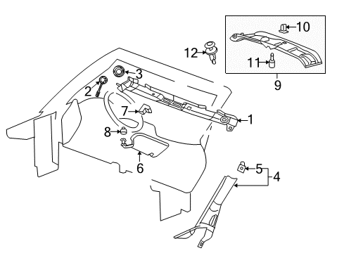 2009 Chevy Corvette Interior Trim - Roof Diagram