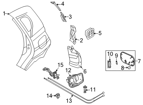 2009 Pontiac G3 Quarter Panel & Components Diagram